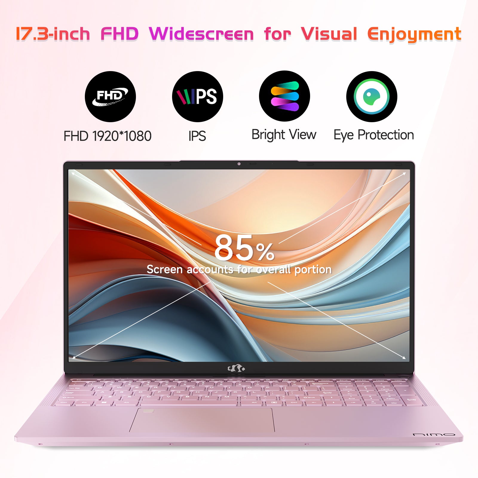 Nimo 17.3 FHD N171 I3-1215U Laptop for Student and Business-64GB-Rose Gold-2TB - Nimo