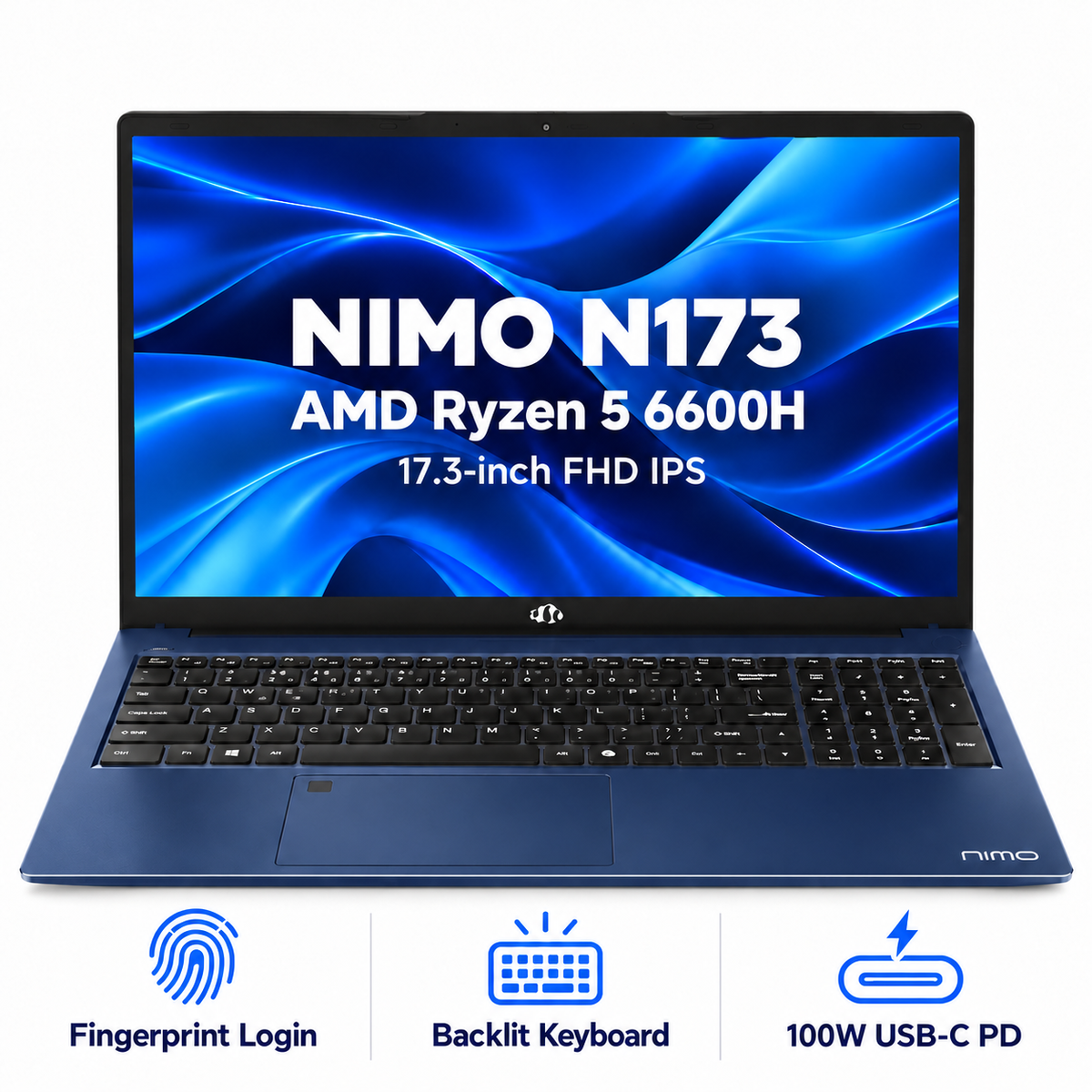 17.3 N173 Ryzen 5 6600H Laptop — Blue