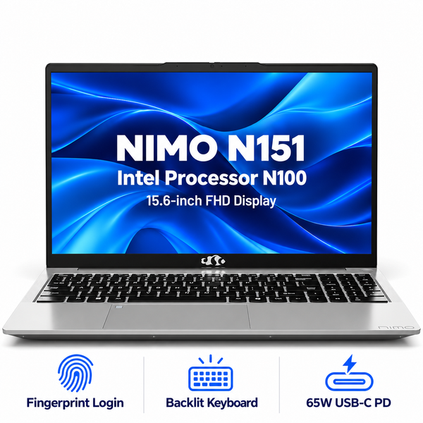 15.6" N151 Intel N100 Laptop — product front view and key specifications