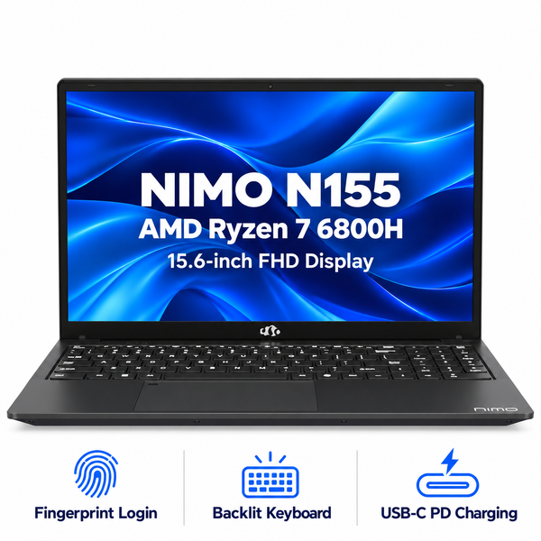 15.6 N155 Ryzen 7 6800H Laptop — product front view and key specifications