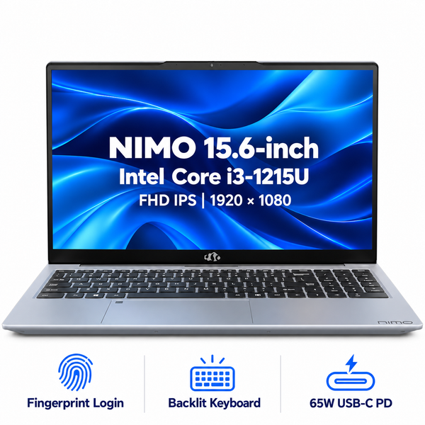 15.6 Intel Core i3-1215U Laptop — product front view and key specifications