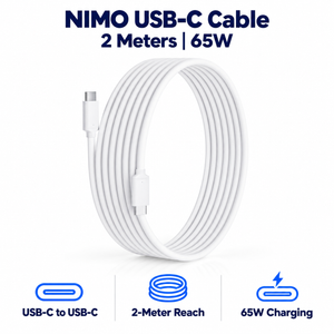 Nimo 2 Meters 65W USB-C Charger Cable — product front view and key specifications