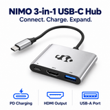 Nimo 3in1 USB-C Hub - PD Charging+HDMI+USB-A — product front view and key specifications