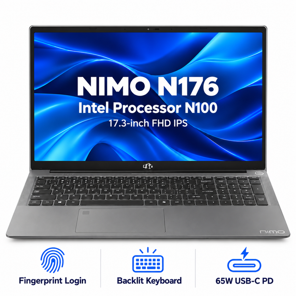 17.3 N176 Intel N100 Laptop — product front view and key specifications