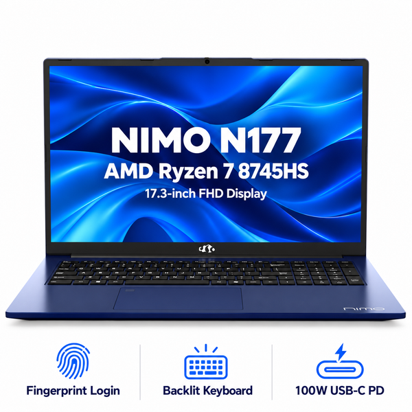 17.3 N177 Ryzen 7 8745HS Laptop — product front view and key specifications