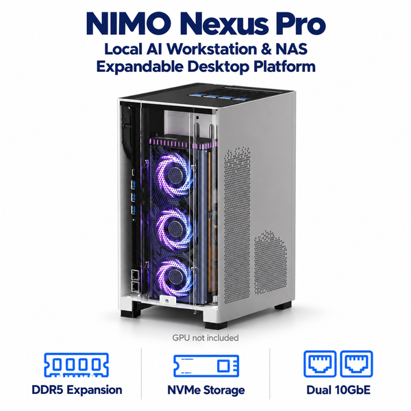 Nexus Pro - Local AI Agent Workstation & NAS Capabilities — product front view and key specifications