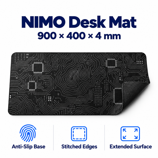 Nimo Desk Mat — product front view and key specifications