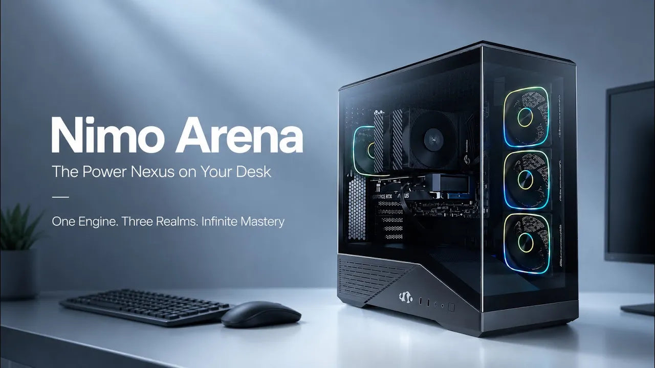 تحميل الفيديو: Nimo Arena is the gaming desktop that does it all — AAA gaming, daily work, and local AI. Out of the box, tonight.