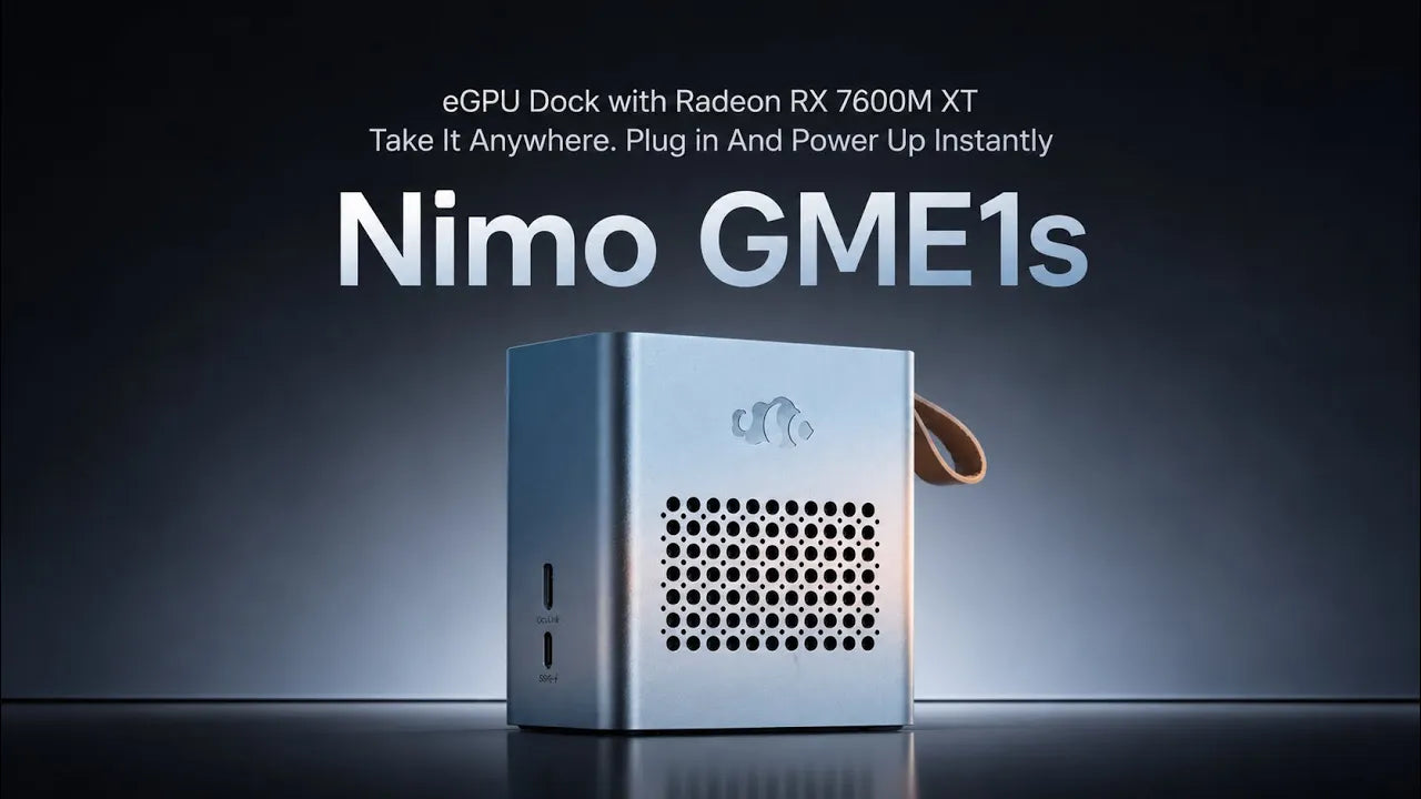 تحميل الفيديو: Nimo GME1s plugs into your laptop and unlocks the graphics power it was always missing — gaming, 4K creative work, and multi-monitor output. No new laptop required.